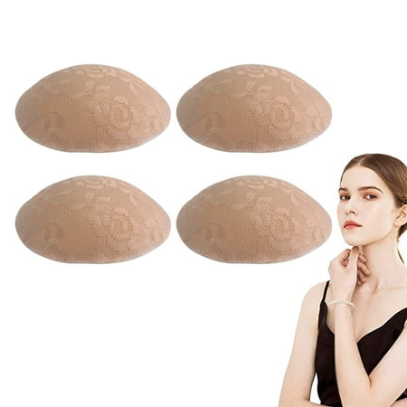 Womens Silicone Pasties  Adhesive Round Bra Reusable 2 Pair Invisible Silicone Lace Nipple Cover-skin colour