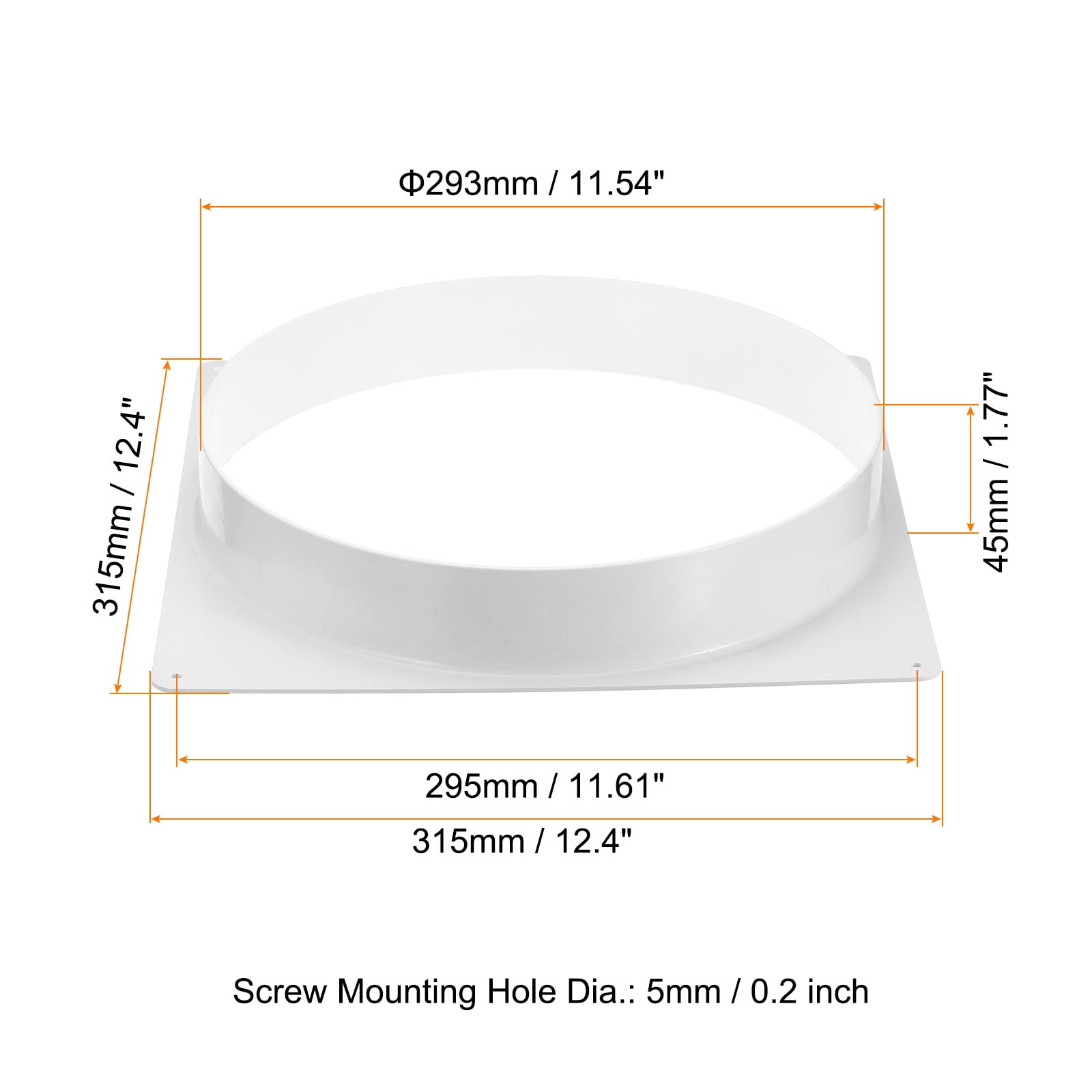 Uxcell 12" Duct Connector Flange 2pcs Dryer Vent Wall Plate Square to Round with Clamp for Air Cooling Ventilation White