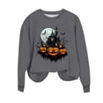 thumbnail image 6 of Inverlee Women's Halloween Sweatshirts Cute Pumpkin Ghost Graphic T-shirt Stretch Round Neck Sweatshirt Long Sleeve Holiday Pullover Tops Halloween Gifts, 6 of 6