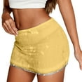 thumbnail image 3 of MIXUE Skirts For Women Summer Sequins Solid Color Elastic Waist Party Club Casual Bodycon Mini Skirt Activewear,Yellow,S, 3 of 7