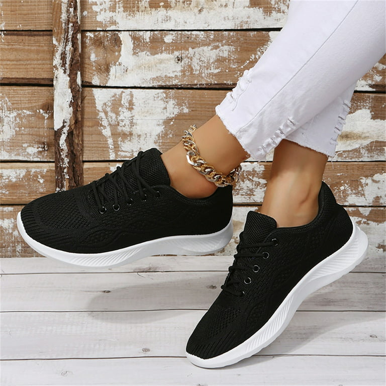 Fashion Summer And Autumn Women Sneakers Shoes Mesh And Comfortable Black Lace Up Flat Casual Women Womens Walking Shoes Sneakers Trending for Women Node Sneakers for - Walmart.com