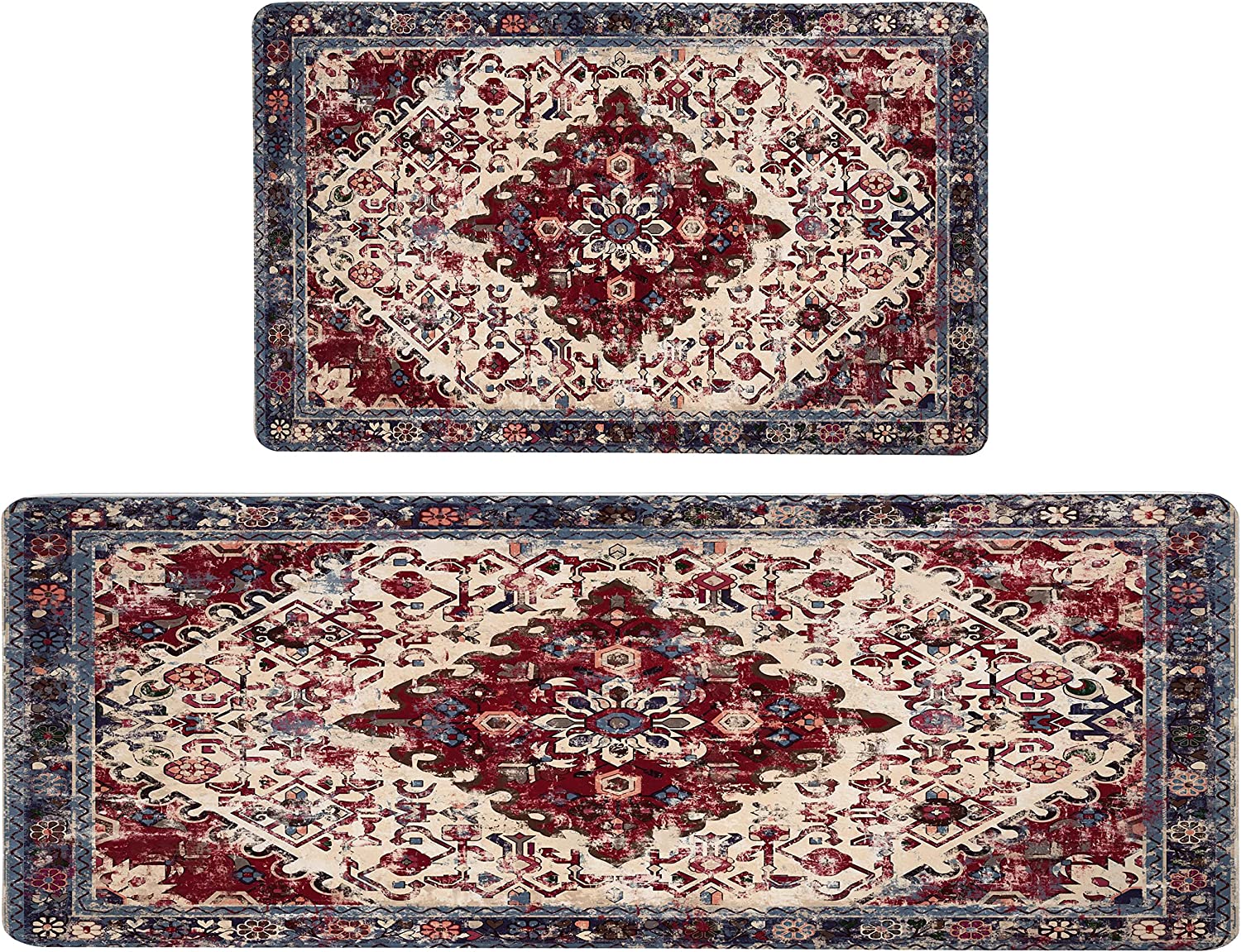 Buffalo Plaid Kitchen Rug Set of 2 Thick Anti Fatigue Farmhouse Kitchen