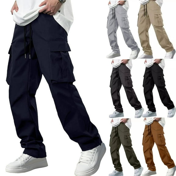 Men's Casual Pants Men's Straight Leg Casual Pants Relaxed Fit Sport Pants Jogger Sweatpants Outdoor Trousers Mens Winter Warm Long Pants Loose Sweatpants with Pockets