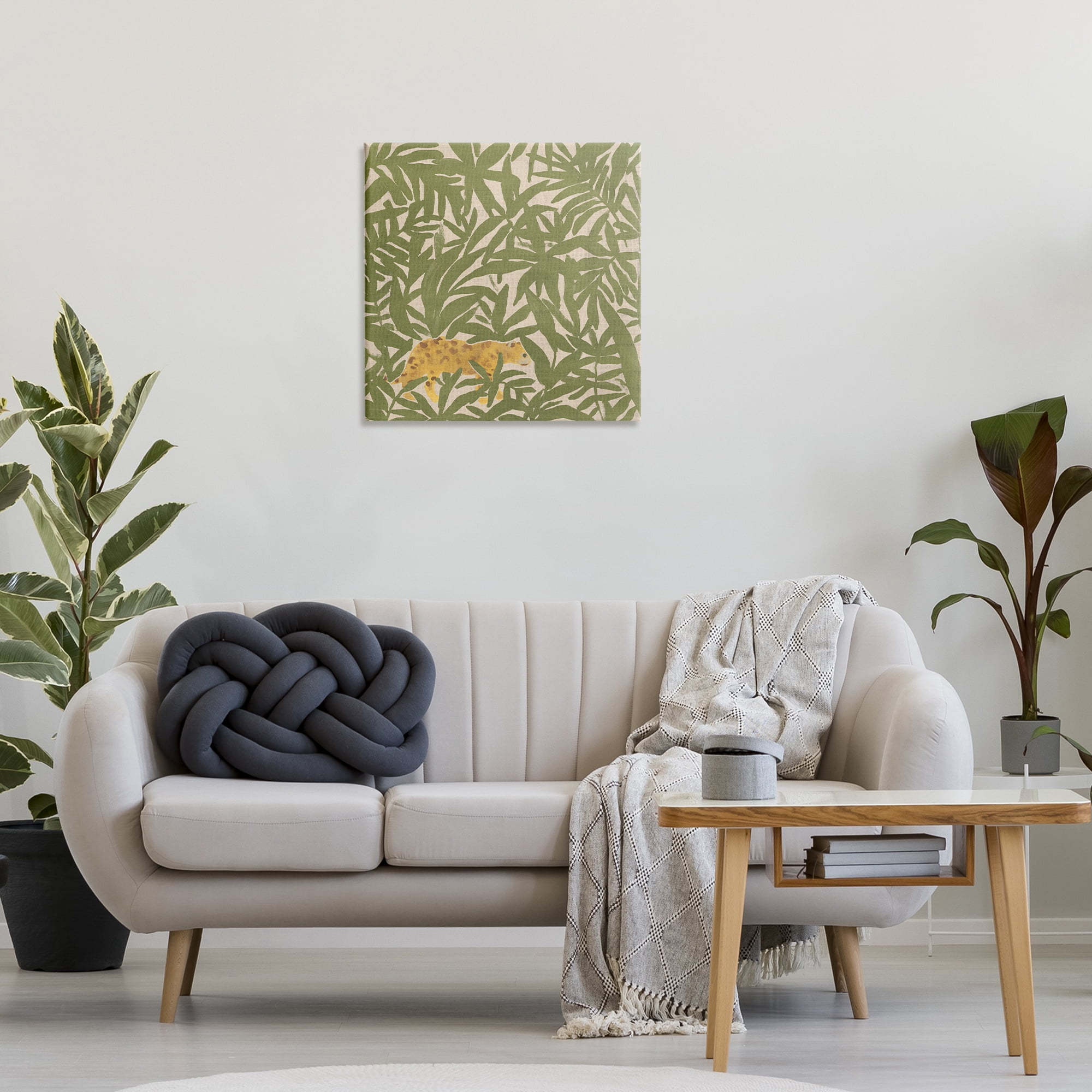 Stupell Industries Prowling Cheetah in Plants Botanical & Floral Painting Gallery Wrapped Canvas Art Print Wall Art, 24 x 24