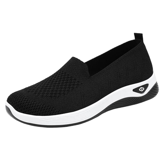 Wensltd Women Solid Mesh Walking Shoes Comfy Lightweight Slip On Round Toe Casual Shoes