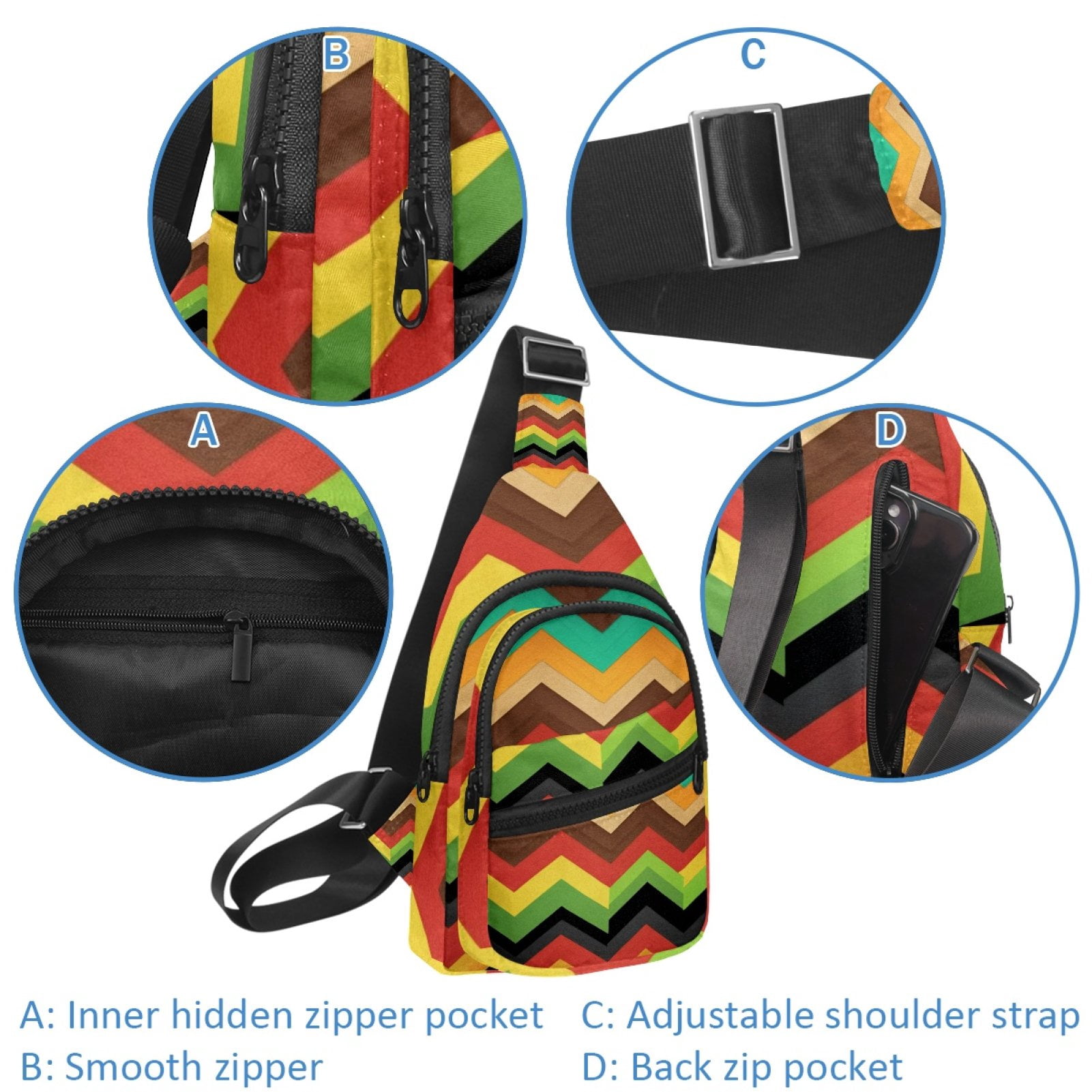 ERJLKXP Colorful Ripples Small Mens Women Crossbody Chest Bag, Travel Over Shoulder Sling Bag Backpack Men Side Bag,Daypack