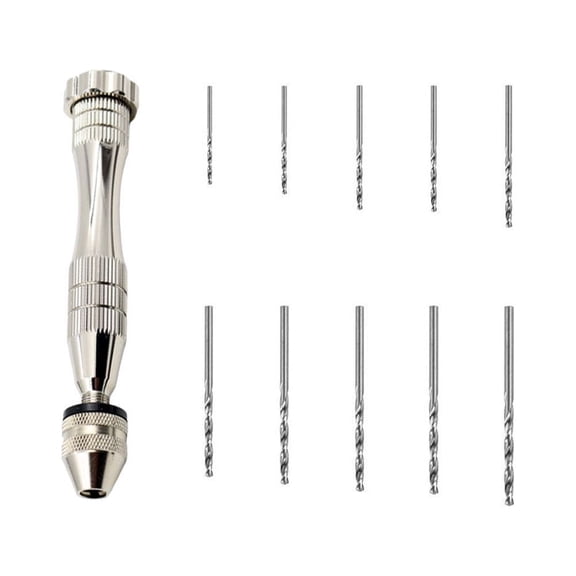 Milisten Rotary Hand Drill Hand Drill Aluminum Alloy for Craftsmen Bead Making 11 Pcs/1 Set