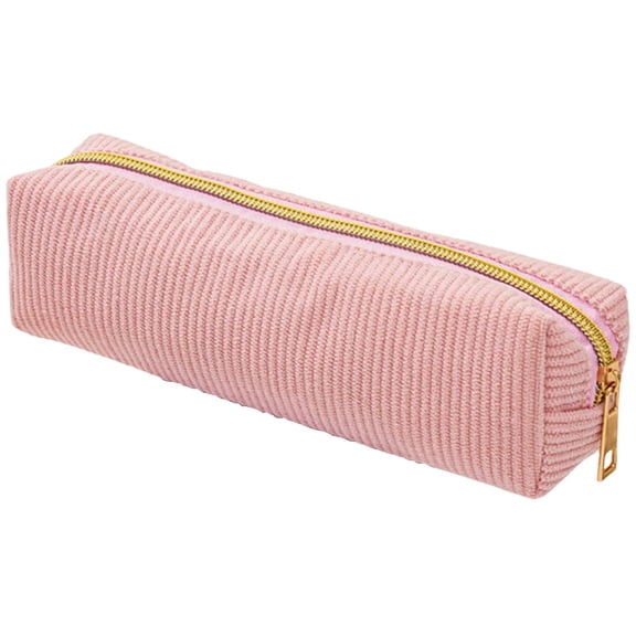1 Pc Corduroy Pencil Pouch, Aesthetic Pencil Box, Zipper Pen Bag, Cute Stationery Organizer, Multipurpose Storage Pouch, Portable Pencil Bag, Soft Fabric Carry Case, Travel Brush Pouch