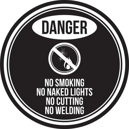 Welding Safety Signs Danger No Smoking No Naked Lights No Cutting No Welding Black and White Safety Warning Round Sign - 12 Inch ()