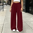 thumbnail image 3 of SYwaren Pants for Women Wide Leg Casual Loose Fit Fall Comfortable Solid Elastic Waist Pocket Full Length Pants, 3 of 9