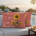 thumbnail image 4 of Coral Red Sunshine Sunflower Outdoor Waterproof Pillow Covers, Pastoral Bees Farmhouse Floral Decorative Rectangle Throw Pillowcase Sofa Cushion Sham for Patio/Couch/Chair, 20"x12" 2 Pack, 4 of 8
