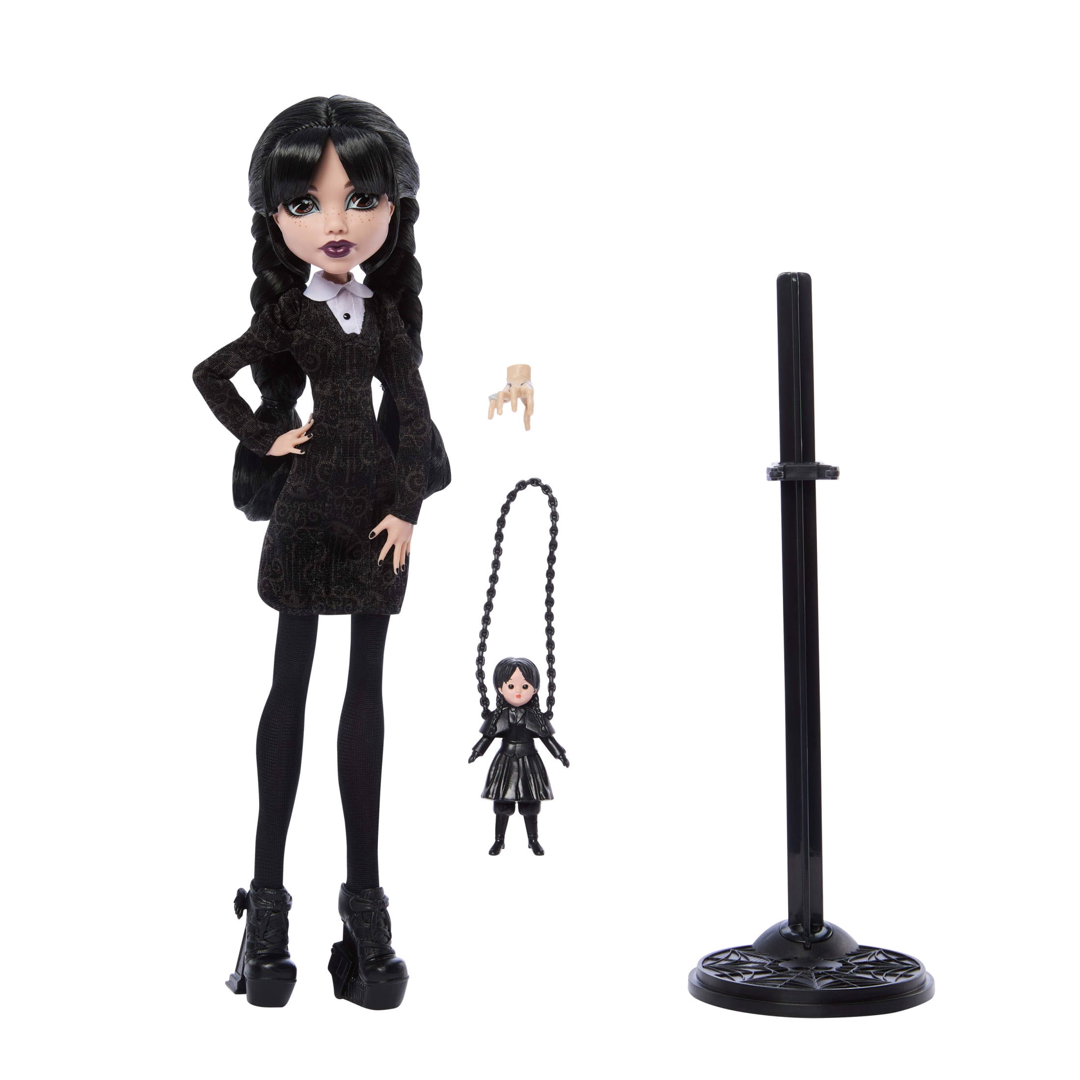 Monster High x Wednesday Collectible Doll, Wednesday Addams in Black Dress with Thing Accessory