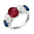 thumbnail image 2 of Sterling Silver with Ruby, Blue Sapphire and White Topaz Five Stone Ring, 2 of 3