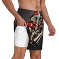 thumbnail image 2 of Kdxio Red Mushrooms Print Men'S Swim Trunks With Compression Liner 7 Inch Inseam Quick Dry Swim Shorts, 2 of 7