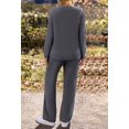 thumbnail image 4 of Women's 2 Piece Outfits Fuzzy Fleece Pajama Set Long Sleeve Top Wide Leg Pants Loungewear, 4 of 19