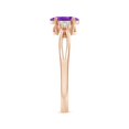 thumbnail image 3 of ANGARA Natural 0.7 Ct. Amethyst with Diamond Solitaire Ring in 14K Rose Gold for Women (Ring Size: 7.5), 3 of 9