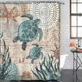 thumbnail image 2 of FMSHPON Two Blue Turtle Beach Ocean Beautiful 4 Piece Bathroom Set Shower Curtain Bath Rug Contour Mat and Toilet Lid Cover, 2 of 8