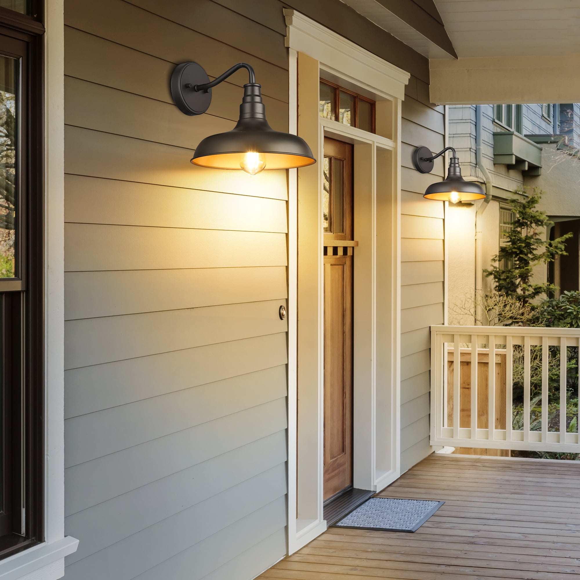 DEWENWILS 2 Pack Outdoor/Indoor Wall Light ,bedside lamp, Industrial Goose Neck Barn Light, Farmhouse Outdoor Wall Lantern Sconce, Porch Light for House Front door Entryway Garage, ETL Listed