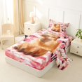 thumbnail image 2 of Manfei Cute Cherry Blossoms Pattern Twin Sheets,Kawaii Capybara Bedding,Pink,3pcs,1 Fitted Sheet and 1 Pillowcase, 2 of 6