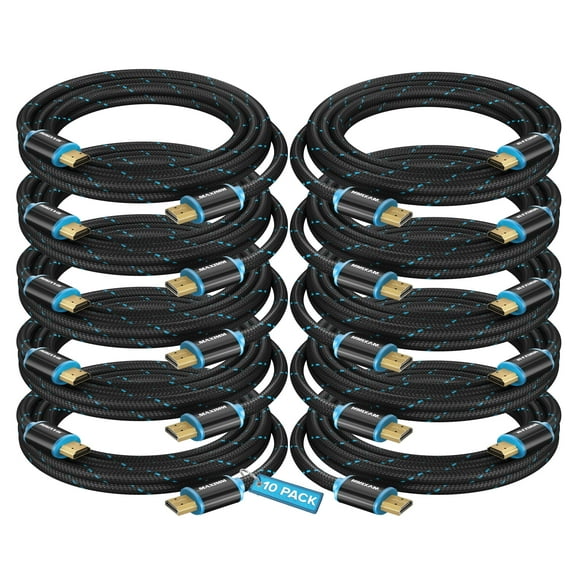 Maximm 4K HDMI Cable 10 Pack 6 Feet – High-Speed HDMI Cord 18 Gbps, Supports 4K 60Hz, Nylon Braided
