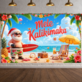 thumbnail image 5 of Tropical Tropical Christmas Banner Beach Scene Hawaiian Christmas Display Surfboard Decor Palm Tree Beach Santa Backdrop for Christmas Party Hawaiian Theme Party Summer Celebration, 5 of 9
