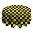 thumbnail image 4 of Yellow and Black Checkered Pattern Round Tablecloth 60"x60",Wrinkle Wipeable Table Cloth for Kitchen Dining Room Picnic Patio Party, 4 of 6