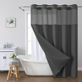 thumbnail image 6 of No Hook Waffle Weave Shower Curtain with Snap in Liner Set, Hotel Luxury Dark Gray Shower Curtains for Bathroom with See Through Top Window, Waterproof, Washable 71W x 74H, 6 of 6