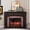 Brown, variant on HARIPUL Corner TV Stand with Wooden Mantel, Corner Electric Fireplace with Remote Control, Adjustable Realistic Flame, Anti-Tipping Device