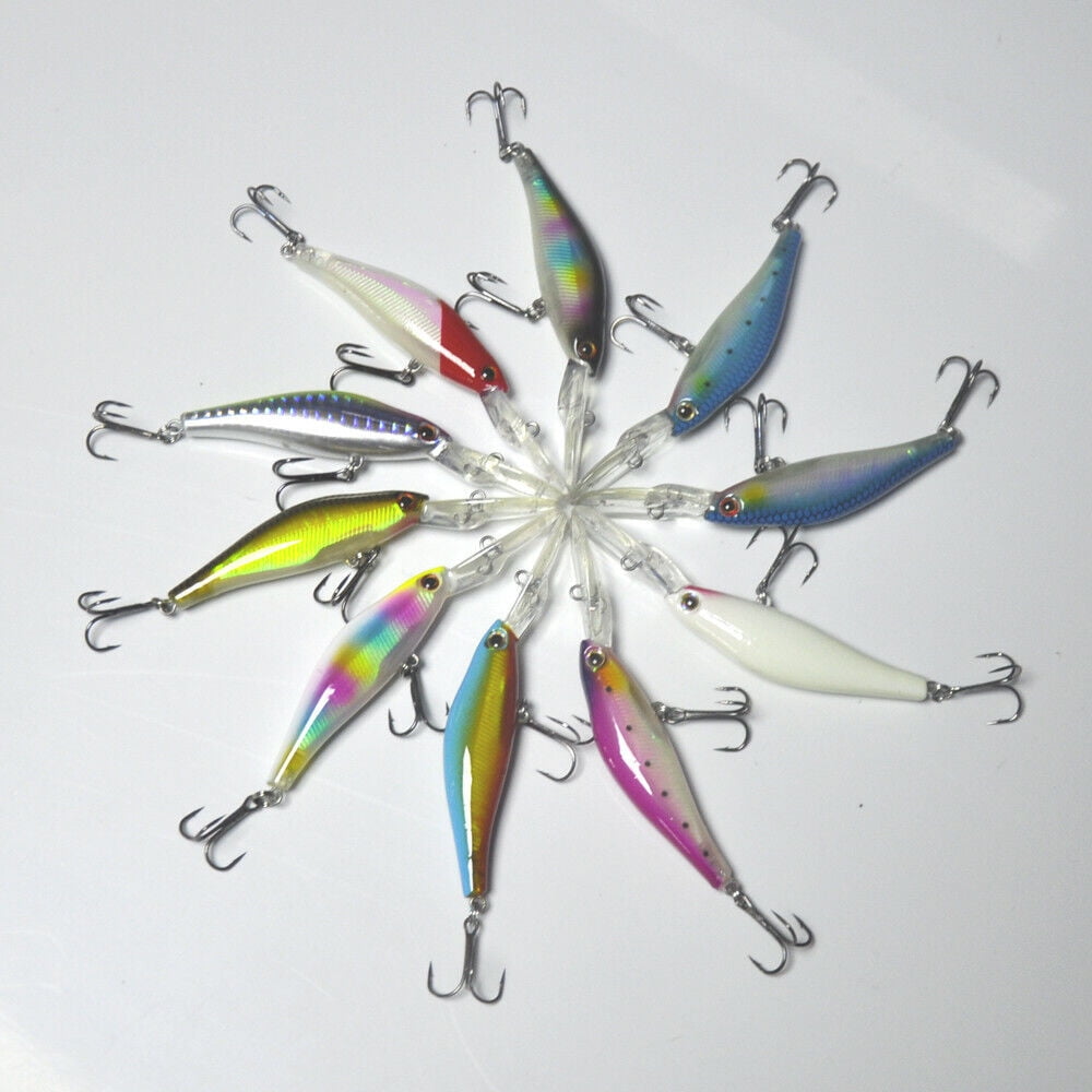 Pack of 40pcs Hard Fishing Lures Crankbaits Popper Minnow Pencil Bass With Box