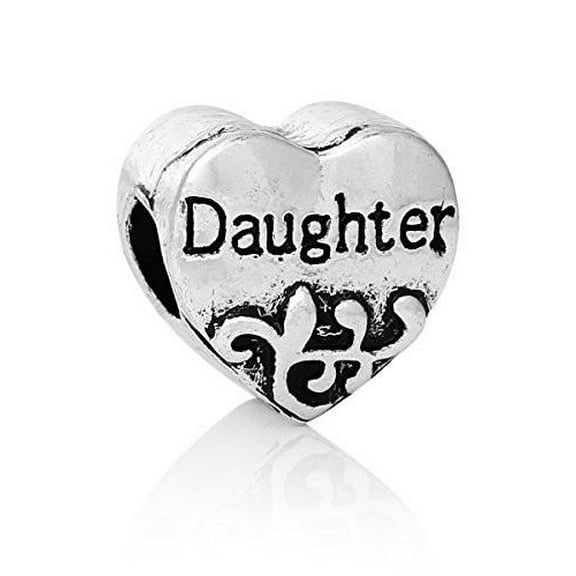 Family Heart Bead Compatible for Most European Snake Chain Bracelet (Daughter)