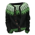 thumbnail image 4 of iHPH7 Fair Isle Sweater Women Knit Cardigans for Women's Outerwear Button Up Sweaters for Women Fall Sweaters for Women Fisherman Sweater Women Womens Fall Clothing Green S, 4 of 4