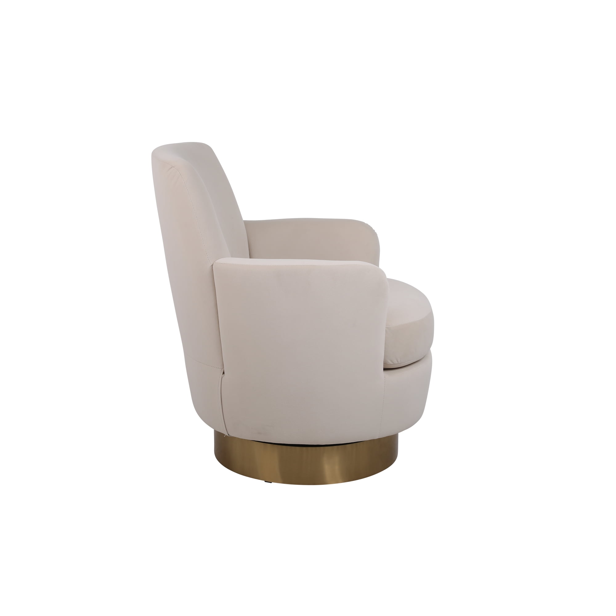 Leumius Velvet Swivel Barrel Chair, Swivel Accent Chairs Armchair, Round Barrel Chairs with Gold Stainless Steel Base for Living Room Reading Room Bedroom Beige