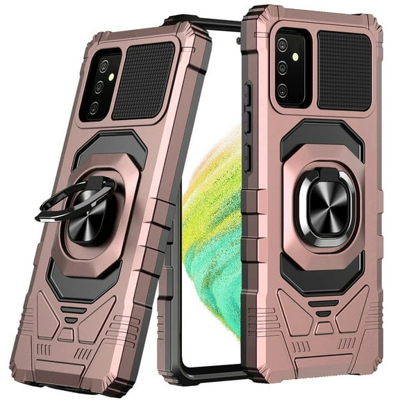 For Samsung Galaxy A54 5G SM-A546U Robotic Kickstand Phone Case Cover   Tempered Glass - Rose Gold