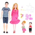 thumbnail image 1 of 5 Pieces People Family Dolls Early Educational Gifts Accessories with Dad Pregnant Mom Boys Girls Bicycle Scooter, 1 of 4