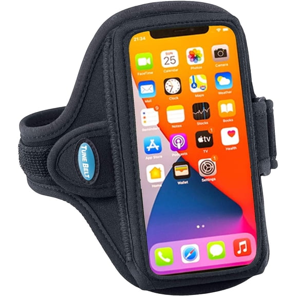 AB91 Running Armband for iPhone 16/15/14/13/12, 11-16 Pro, 16e, Galaxy S24/S23 – Sweat-Resistant, Stable, Comfortable, Phone Holder with Adjustable Band for Jogging & Workouts (Black)