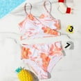 thumbnail image 3 of Vedolay Girl Swimsuit Girl's 2 Piece Tropical Print Cut Out Bikini Swimsuit Asymmetrical Bathing Suit,Orange 10 Years, 3 of 5