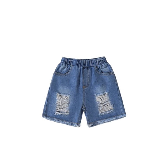 PureChapter Girls Jeans Girls Denim Shorts with Elastic Waist Frayed Hem for 6 Months-8 Years Kids