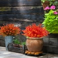 thumbnail image 6 of Morttic 6 Bundles Artificial Flowers Fake Boxwood Shrubs UV Resistant Faux Greenery Faux Plastic Lotus for Home Garden Hanging Planter Indoor Outdoor Porch Patio Office Wedding Decoration(Gold Red), 6 of 6