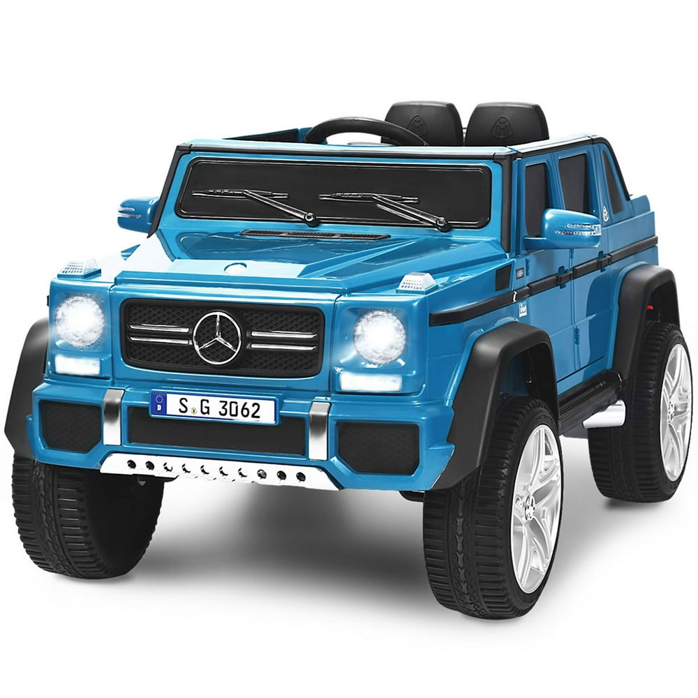Topbuy Licensed Mercedes Benz 12V Electric Kids RC Car Battery Powered Ride on Car White/Navy
