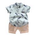 thumbnail image 3 of Hiijoy Toddler Boys Outfits Summer Short Sleeve Button-Down Shirt Shorts Set, Sizes 2-3T, 3 of 3