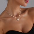thumbnail image 6 of Stylish Heart Pearls Pendant Necklace Adjustable Chain Sweet Cool Fashionable Versatile Neckchain Jewelry Accessory, 6 of 14