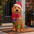 thumbnail image 5 of SPOORYYO Lighted Christmas Dog Decor Resin Statue with Santa Hat and Scarf, Multicolor LED String Lights Holiday Porch Yard Decoration, 5 of 7