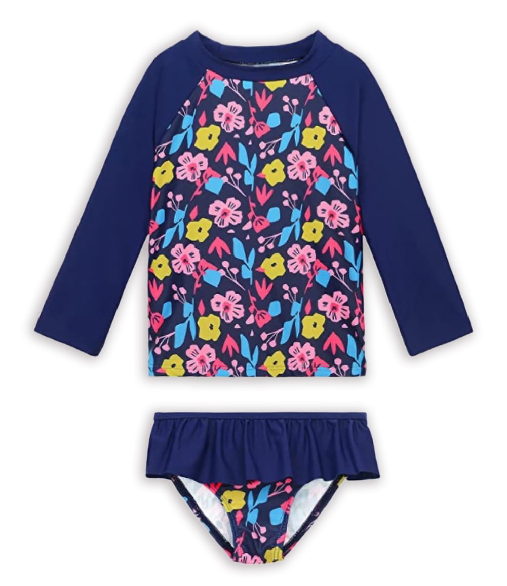 GYRATEDREAM 1-7T Girls'Long Sleeve Rashguard UPF 50+ Two Piece Swimsuit ...