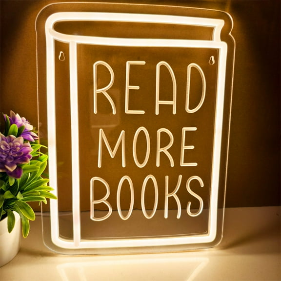 Read More Books Neon Sign,Book Lovers Neon Light for Classroom Bookstore Library Study Room,Kids Room, Bedroom, Teen Boy Room Reading Room Decor Gift