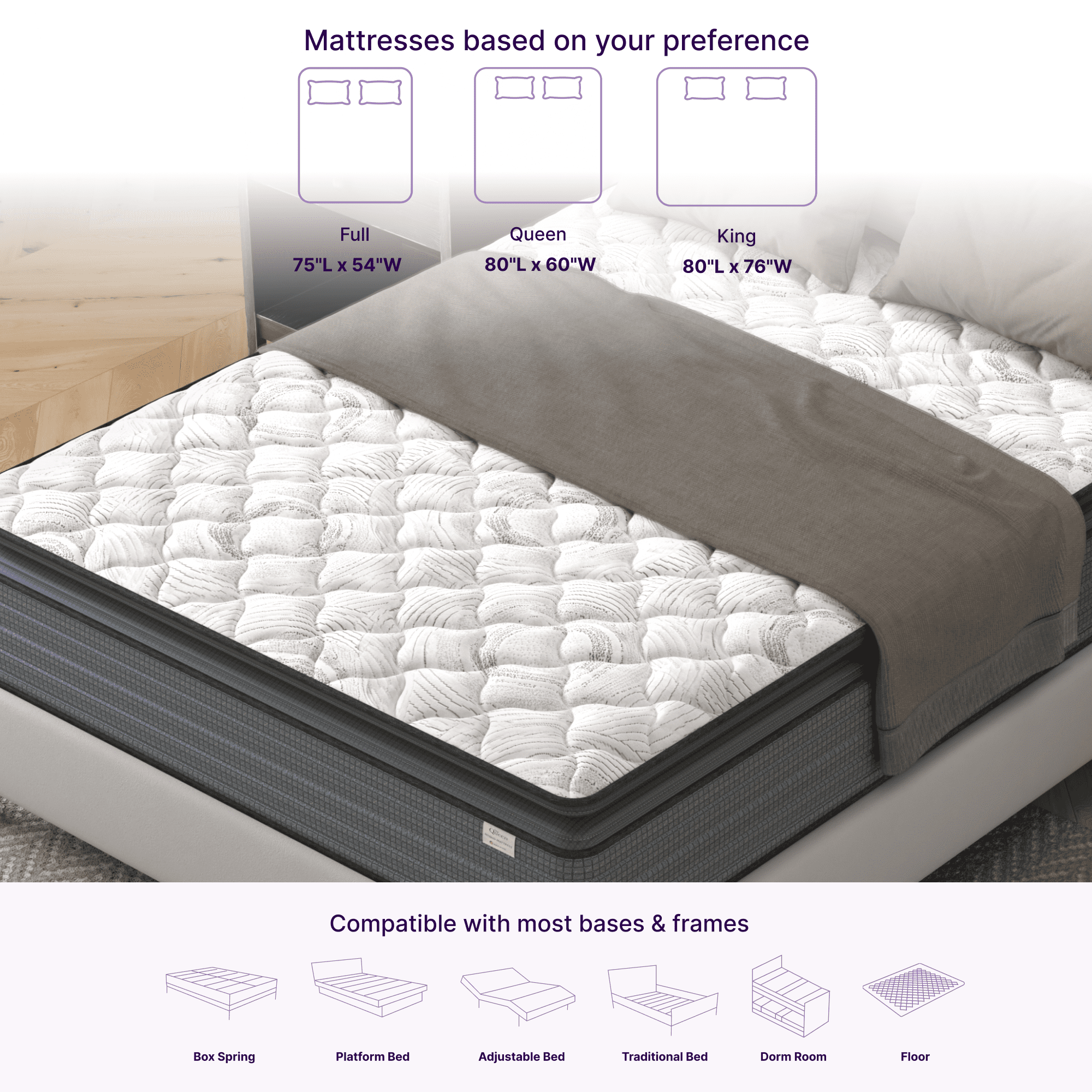 NapQueen Isabella 14'', Twin Hybrid Pillow Top Mattress, Fiberglass-Free, Adult