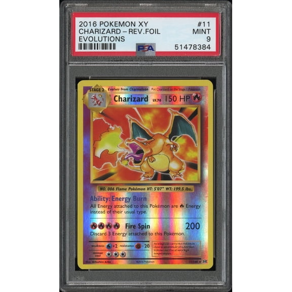 Collectible Graded 2016 Pokemon XY Evolutions Charizard Rev Foil PSA 9 #11 Trading Card
