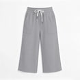 thumbnail image 3 of ATOGUTA Girl's Capris Pants Summer Loose Straight Leg Pants Elastic Waist Preppy Casual Trousers Gray, Size 5T-15, 3 of 8