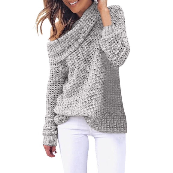 Vedolay Fall Sweaters 2023 Long Sleeve Turtleneck Pullover Sweater with Plus Size Grey,M