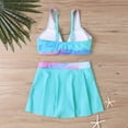 thumbnail image 2 of Conjunto de Bikini de Cintura Alta para Mujeres, Moda de Impresión Gradiente, Colgantes Ajustables Bikini sin Espalda, 2 of 5
