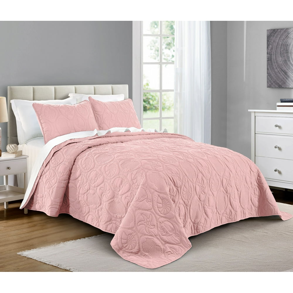 Quilt Set King/Cal King/California King Size Pink Oversized Bedspread